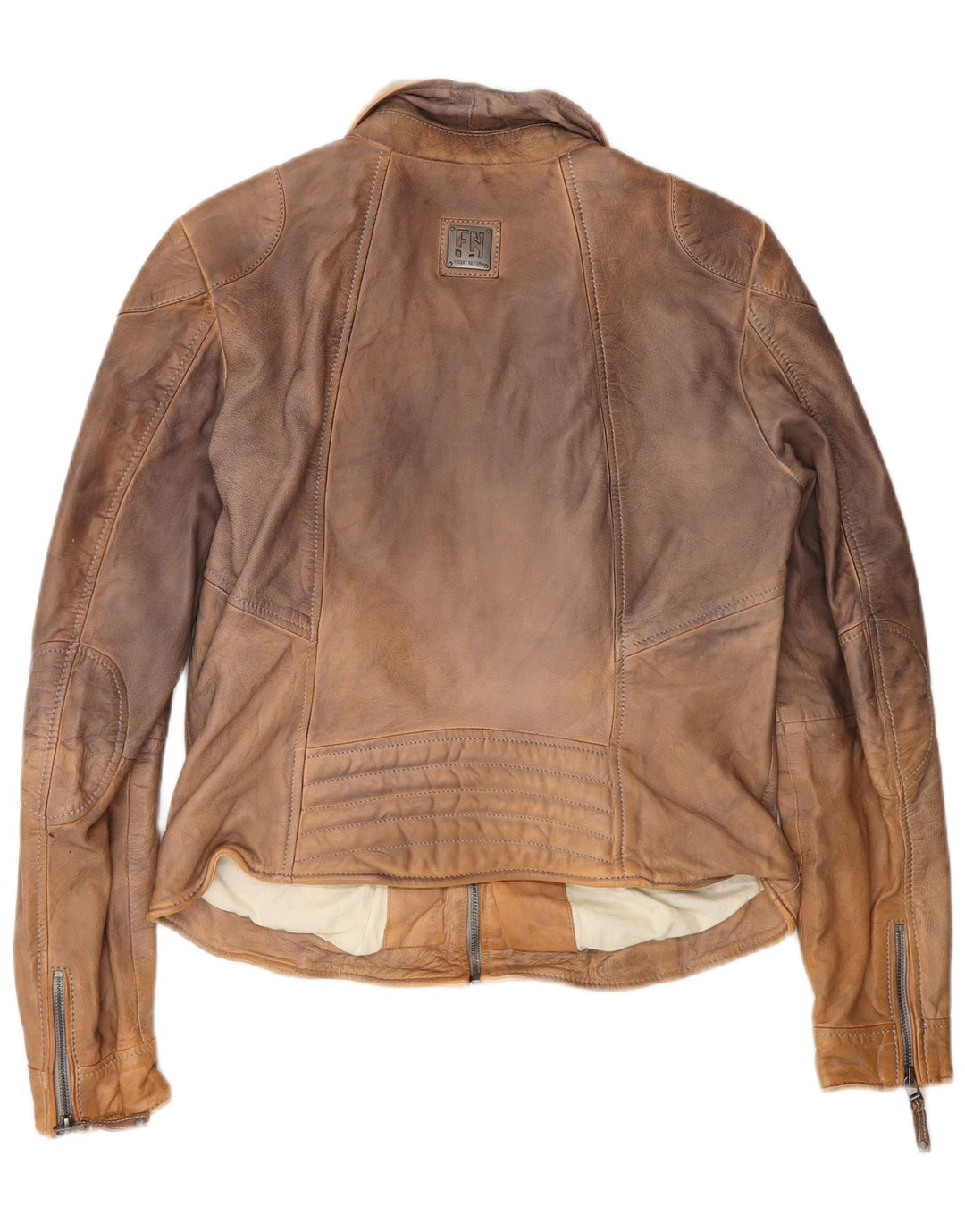Freaky Nation dame bikerjakke i læder UK 14 medium brun