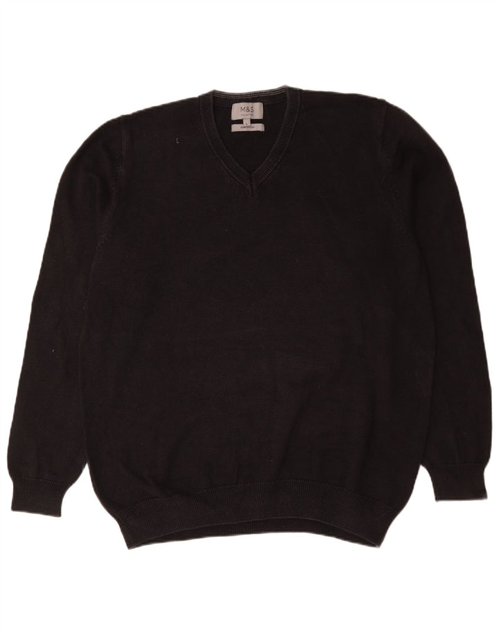 Marks & Spencer Herre V-hals sweater Stor sort bomuld