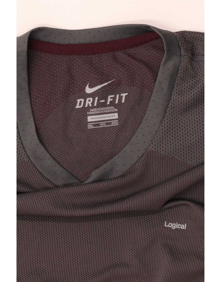 Nike herre top 3/4 ærme 2XL grå farveblok