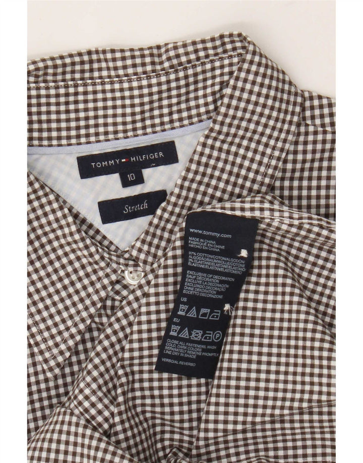 Tommy Hilfiger Dame Stretch Shirt US 10 Large Black Gingham Cotton