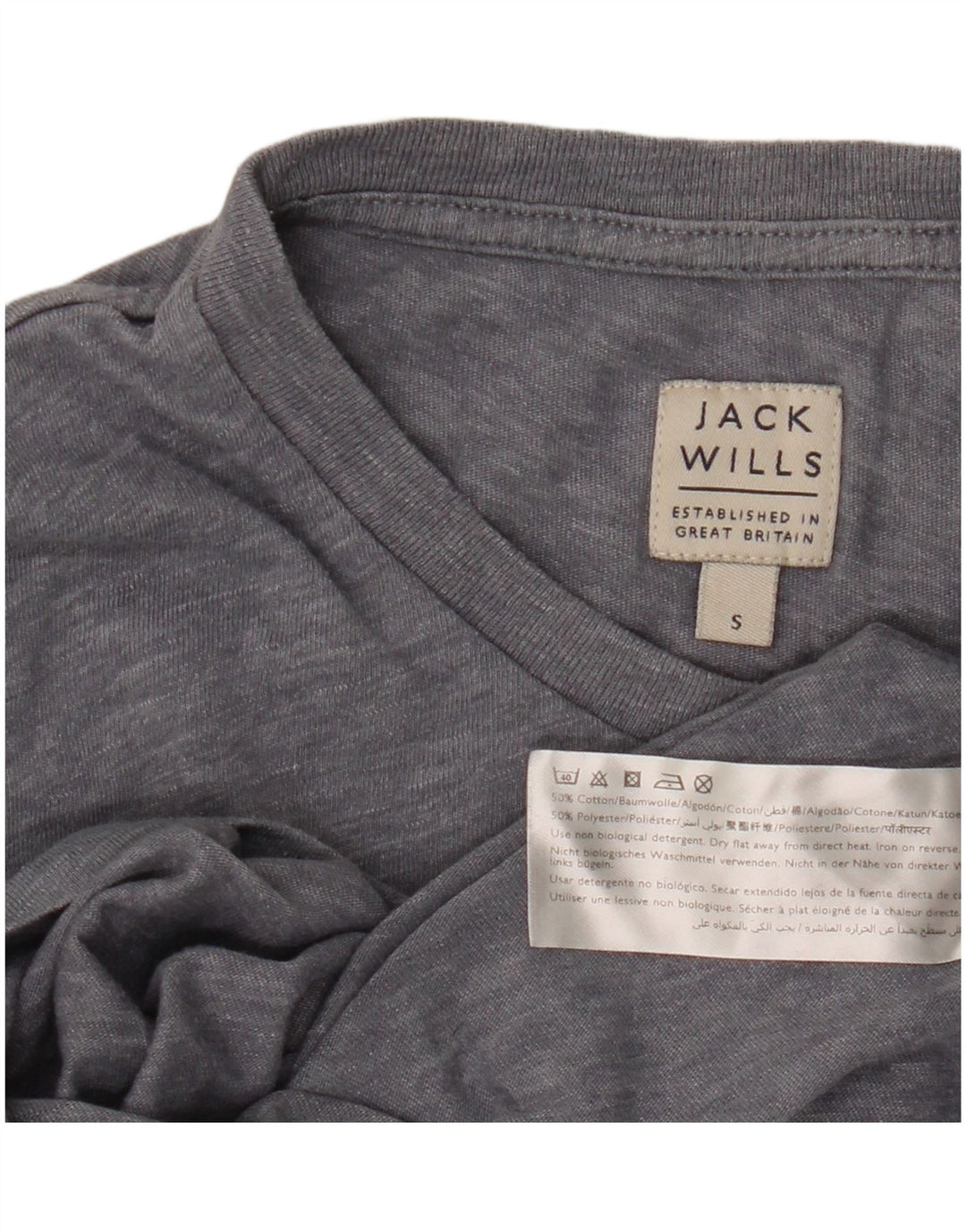 Jack Wills Herre T-shirt Top Lille grå Flecked Bomuld