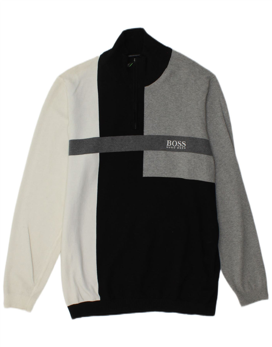 HUGO BOSS Herre Regular Fit Zip Neck sweater XL Sort Colourblock