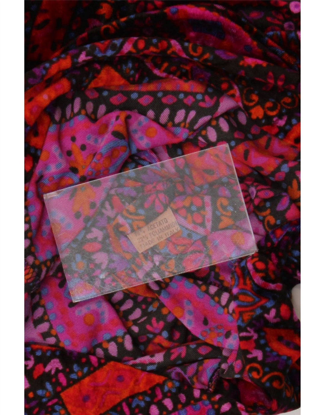 Vintage Dame 3/4 ærmet bluse Top UK 14 Medium Multicolored Retro