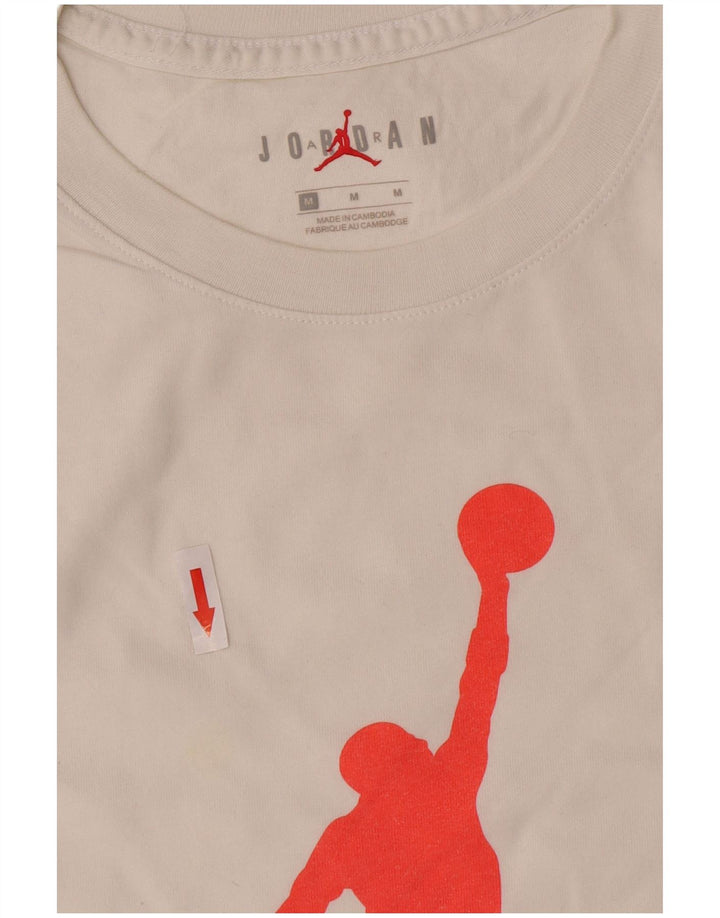 Jordan Herre grafisk T-shirt Top Medium hvid bomuld