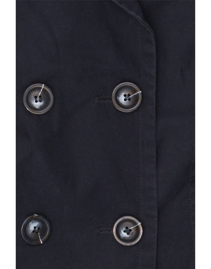 Marks & Spencer Womens Pea Coat UK 10 Small Navy Blue Bomuld