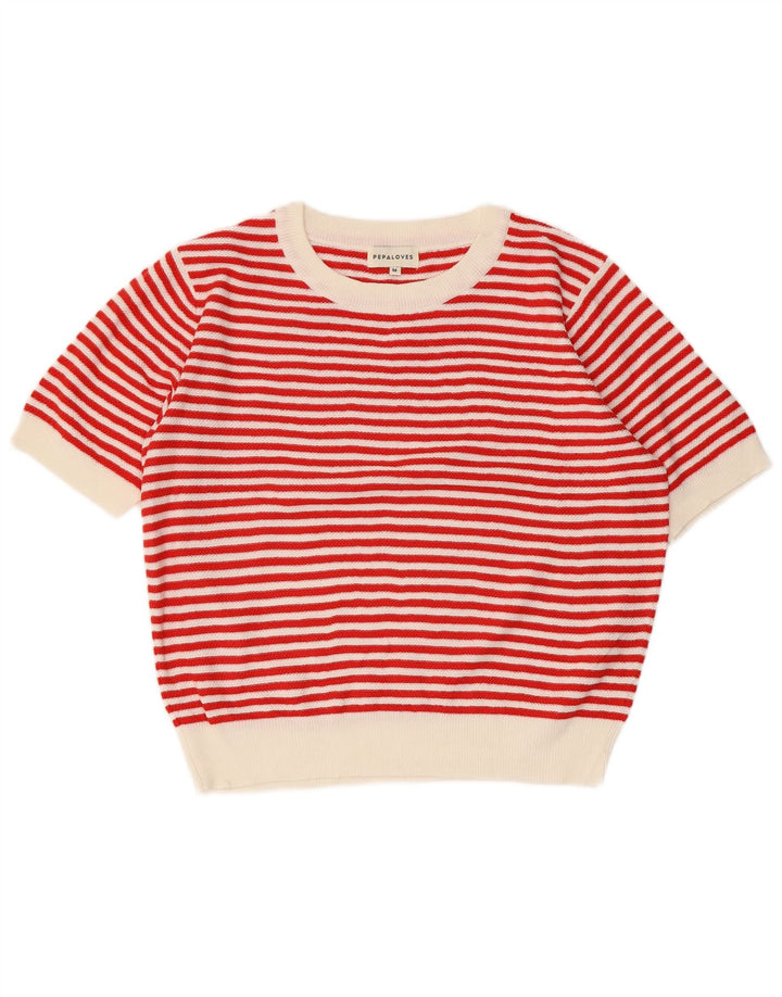 PEPALOVES Dame sweater med rund hals DK 14 Medium rød stribet
