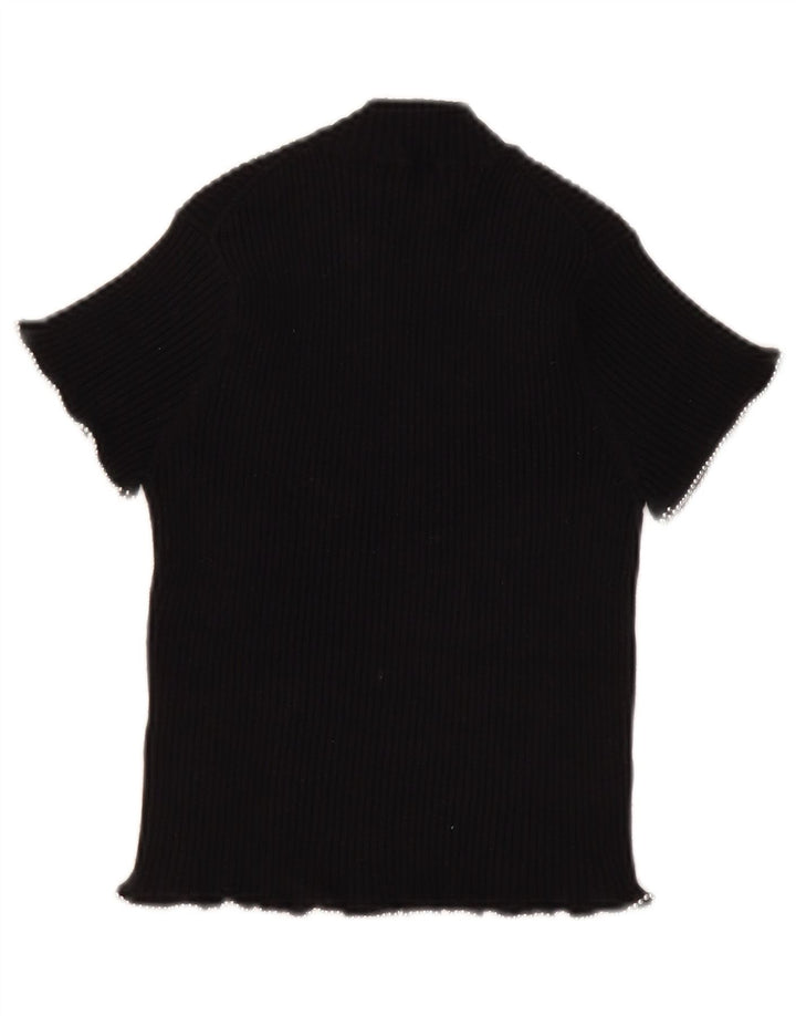 Zara Damestrik bluse Top UK 8 Small Black Nylon
