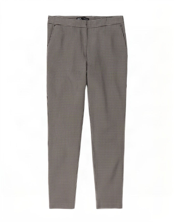 Zara Dame Slim Chino Bukser Large W30 L27 Grå Gingham