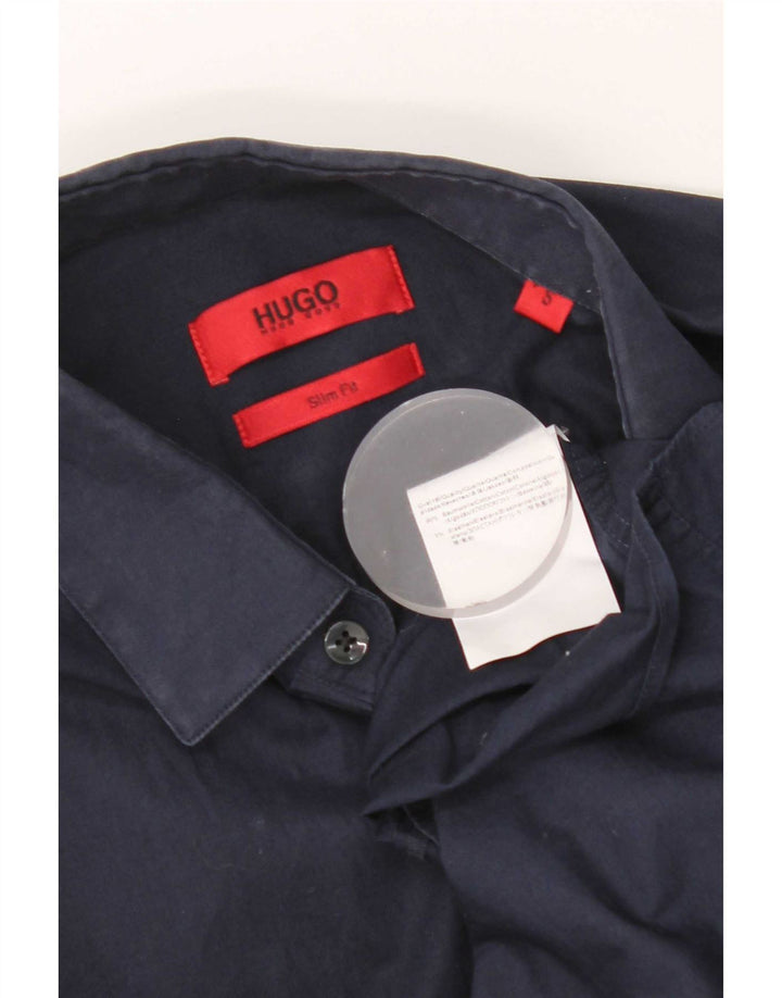 Hugo Boss Herre Slim Fit skjorte lille marineblå bomuld