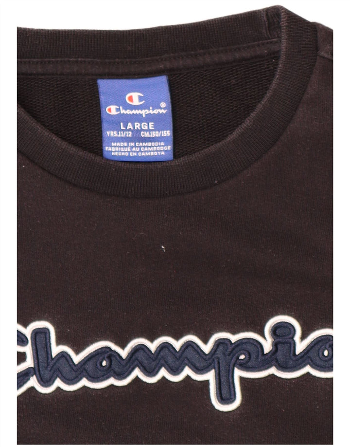 CHAMPION Drenge Grafisk Sweatshirt Jumper 11-12 år Stor sort bomuld