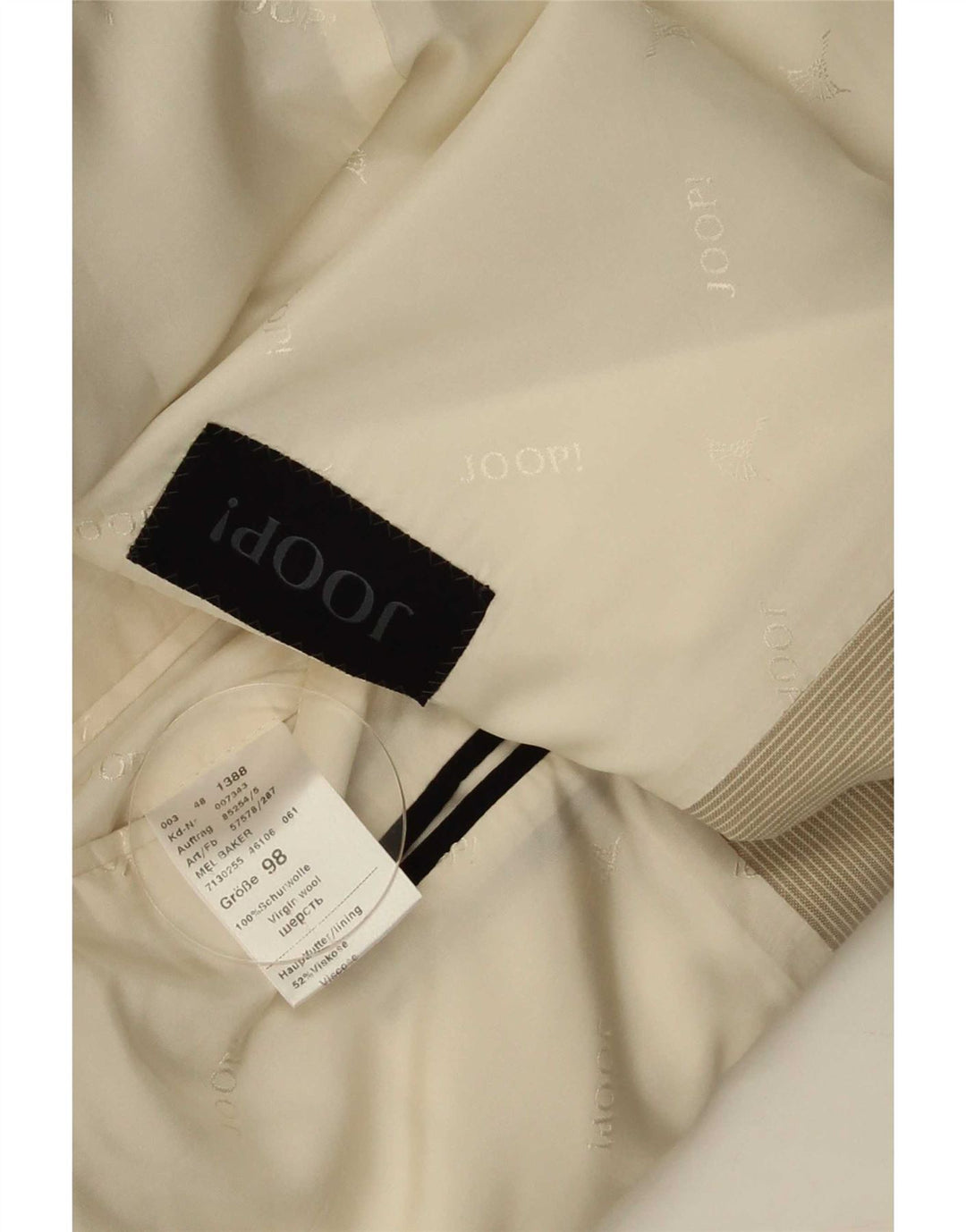 Joop Herre 2-knaps blazerjakke IT 48 Medium Beige Pinstripe Virgin Wool