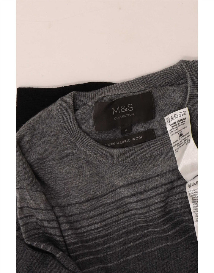 Marks & Spencer Herre sweater med rund hals, medium marineblå farveblok