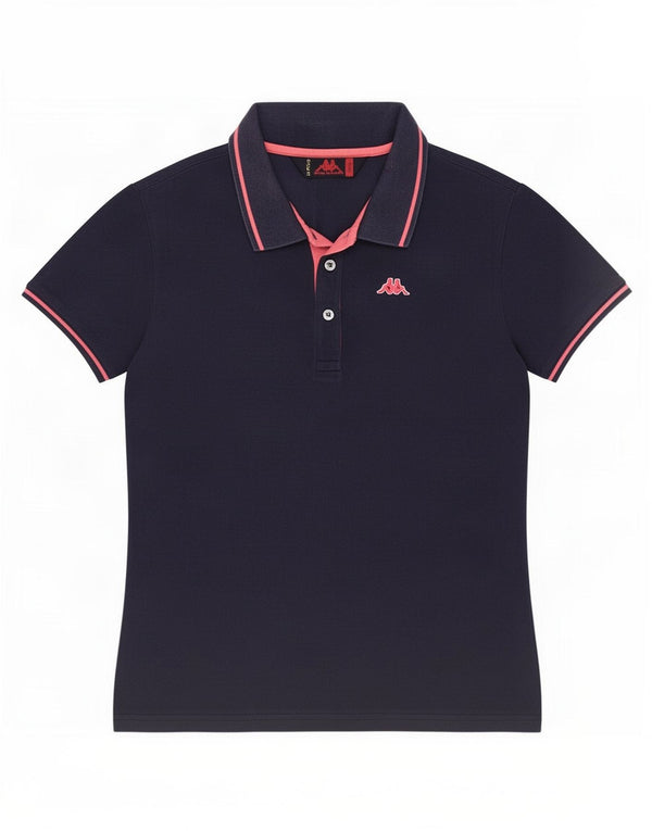 Kappa Dame Polo Shirt UK 14 Stor Marineblå Bomuld