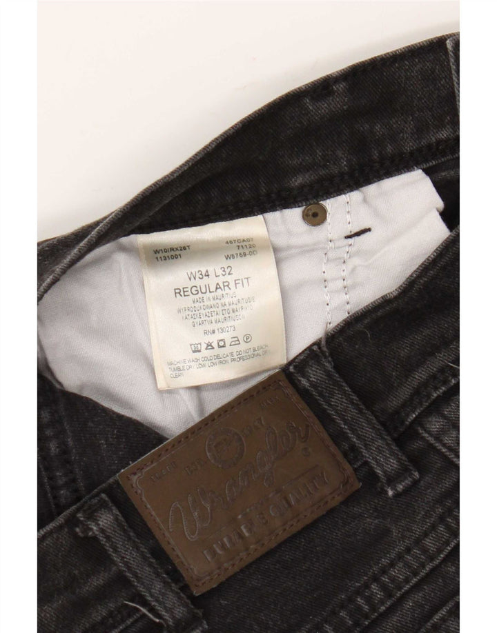 Wrangler Herre Capri Regular Fit Straight Jeans W34 L22 Sort Bomuld