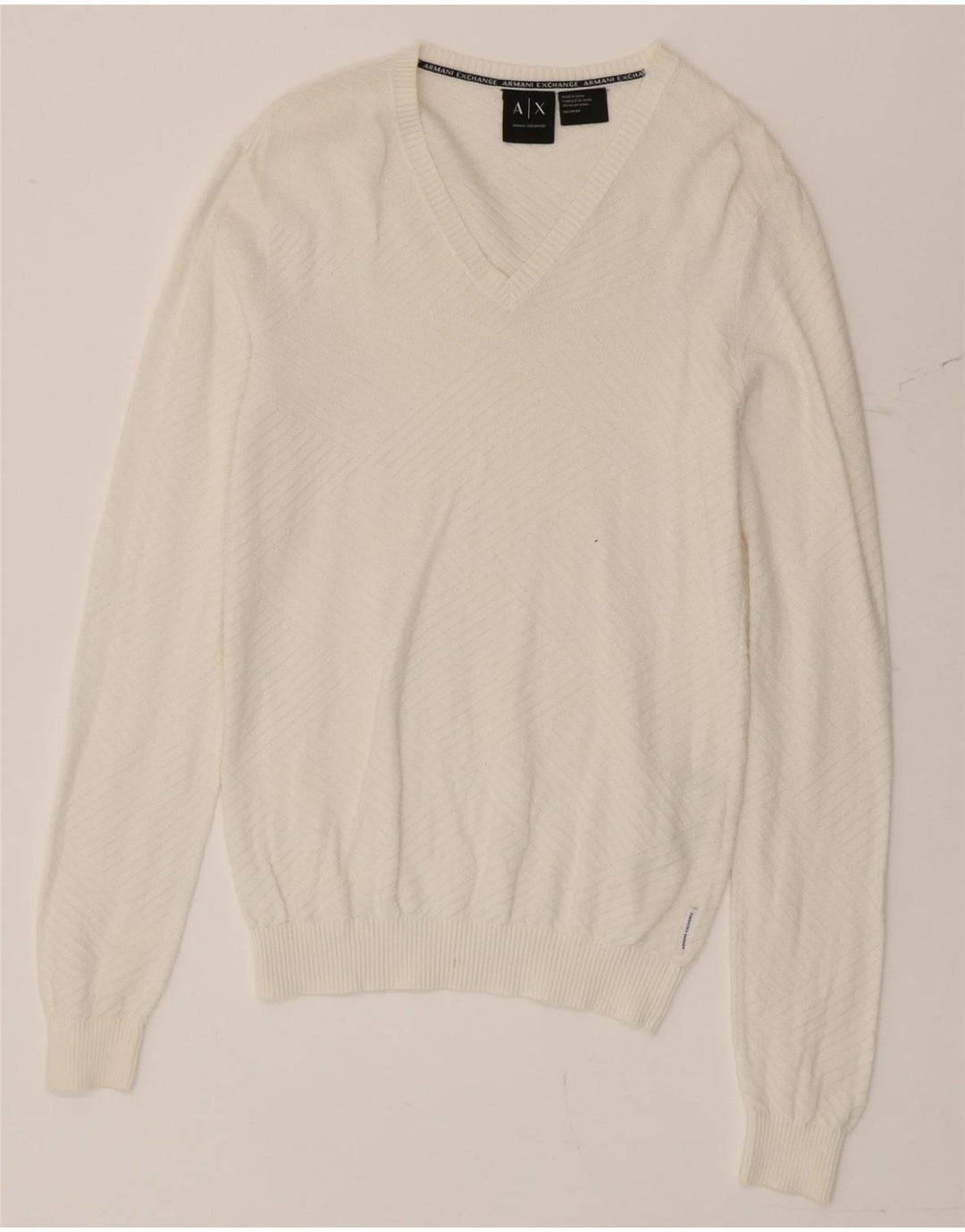 Armani Exchange Herre V-hals sweater XS Hvid Bomuld
