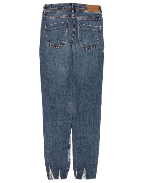 Zara Dame Distressed Skinny Jeans EU 34 2XS W24 L28 Blå