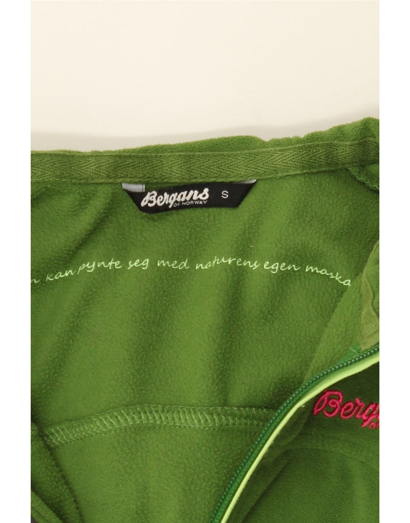 BERGANS Womens Hooded Fleece Jacket UK 10 Small Green Polyester Vintage Bergans and Second-Hand Bergans from Messina Hembry 