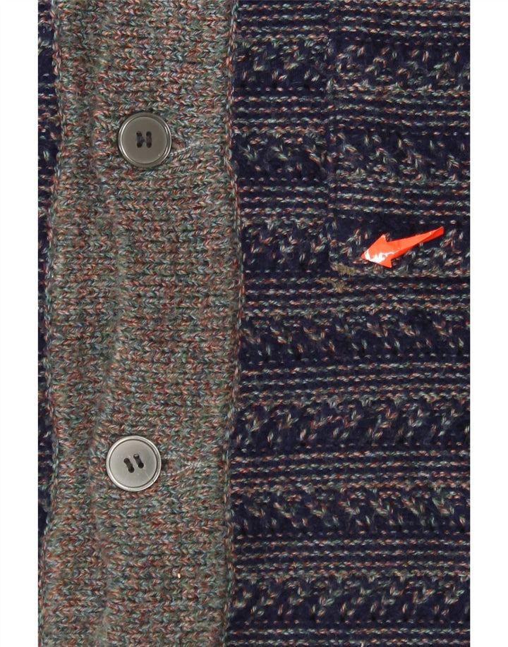 Vintage herre cardigan sweater Medium marineblå stribet