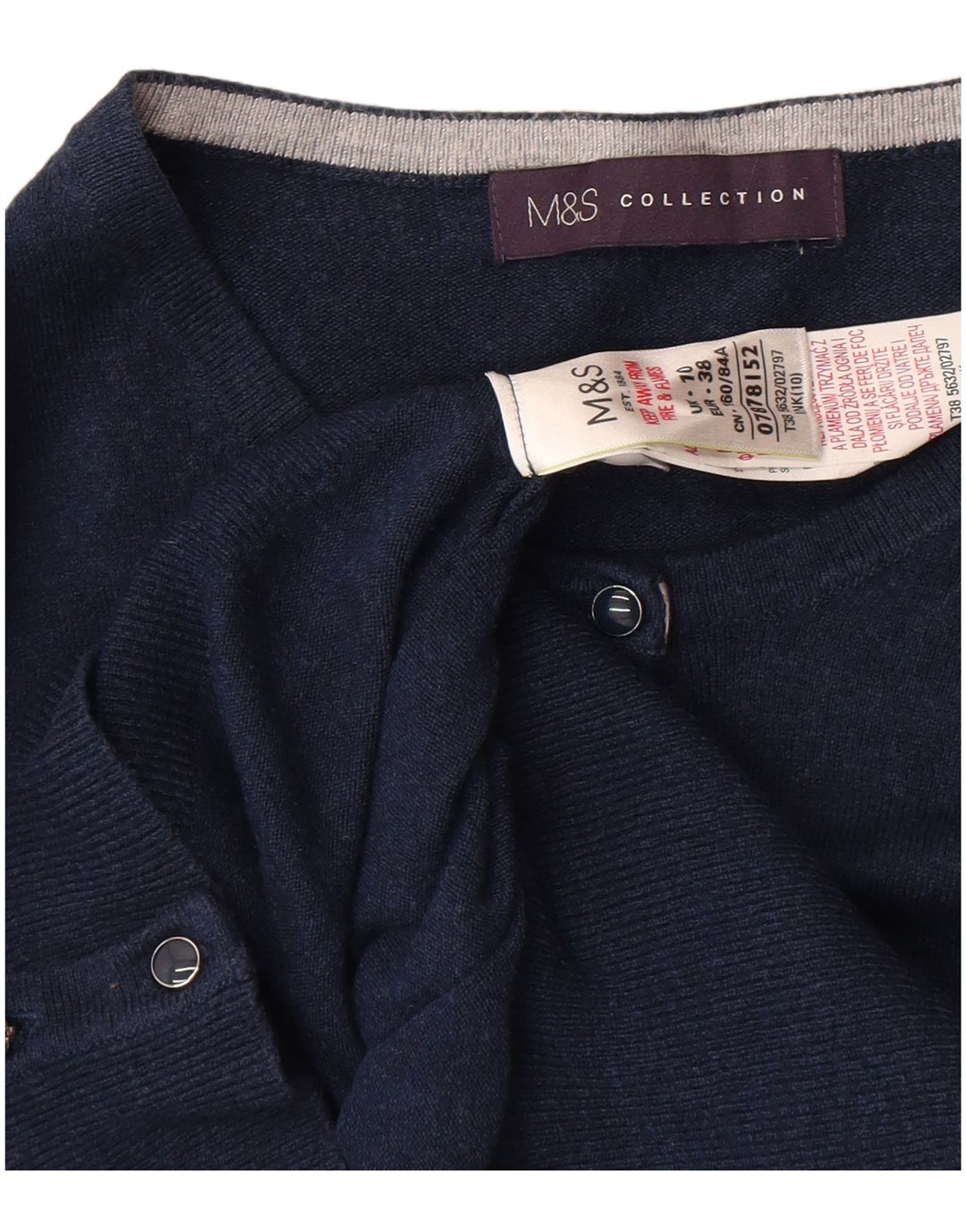 Marks & Spencer Dame Cardigan Sweater UK 10 Small Navy Blue Viscose