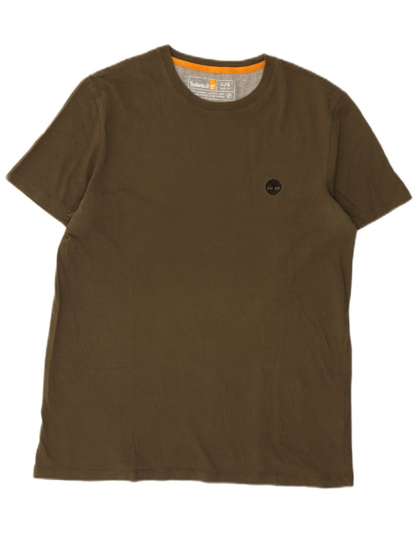 Timberland Herre Slim Fit T-Shirt Top Stor Khaki Bomuld