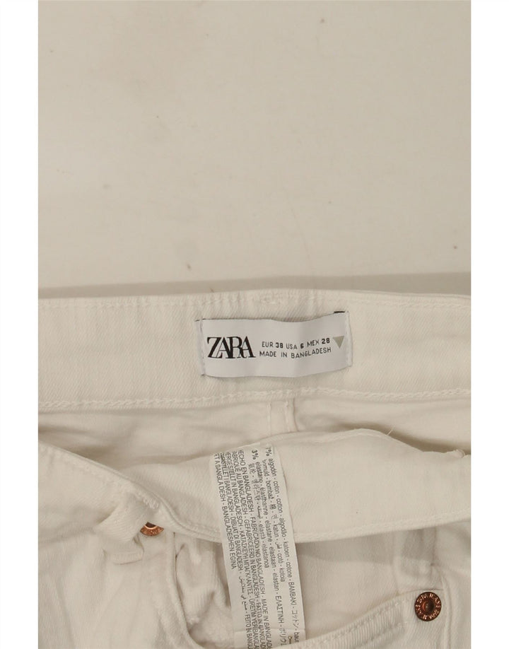 Zara Womens Crop Bootcut Jeans EU 38 Small W28 L26 White Bomuld