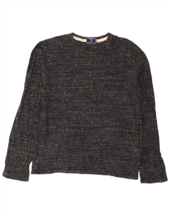 Superdry Herre Top Langærmet Stor Grå Flecked Bomuld