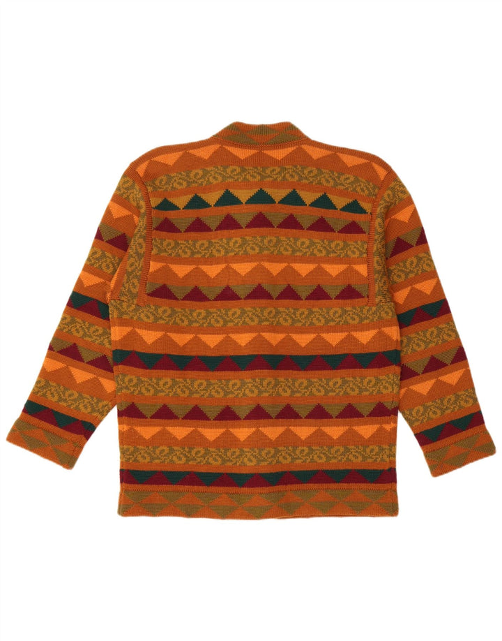 VINTAGE Kvinder strik 2-delt nederdel Sæt UK 14 Medium W28 Brun Geometrisk