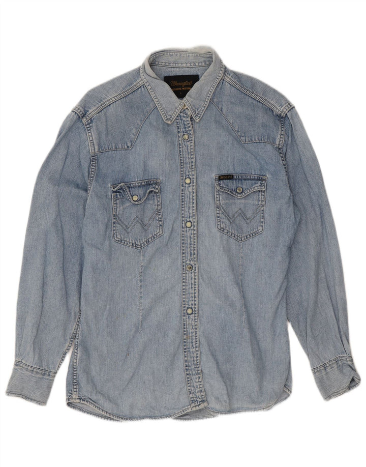 Wrangler Dame Denim Shirt UK 14 Large Blue