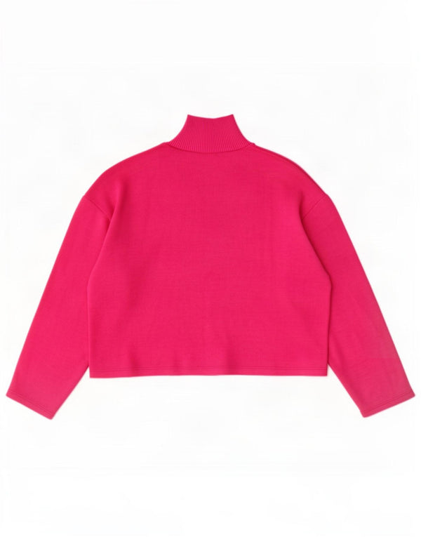 Zara Dame Oversized Turtle Neck Jumper Sweater UK 14 Medium Pink