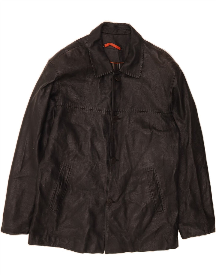 VINTAGE Mens Leather Jacket IT 50 Large Black Leather Vintage Vintage and Second-Hand Vintage from Messina Hembry 