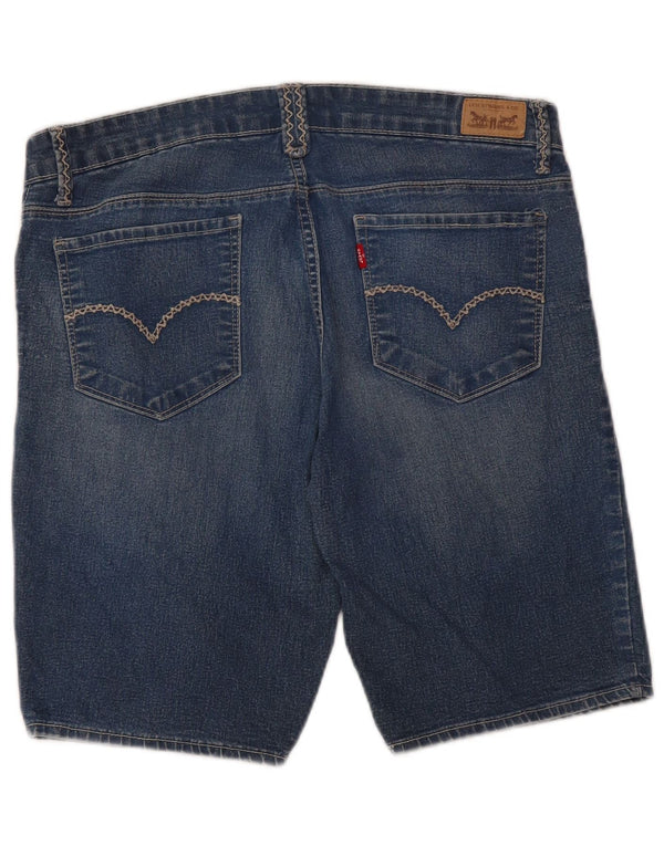 LEVI'S Distressed Denim Bermuda Shorts US 13 Large W32 Blue Bomuld