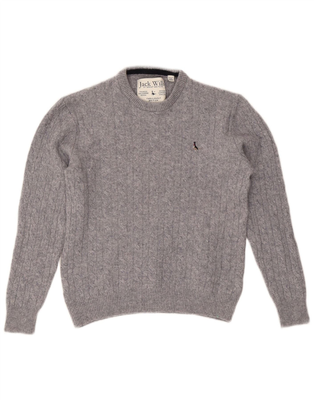 Jack Wills Dame Jumper Sweater UK 14 Medium Grey Flecked Wool