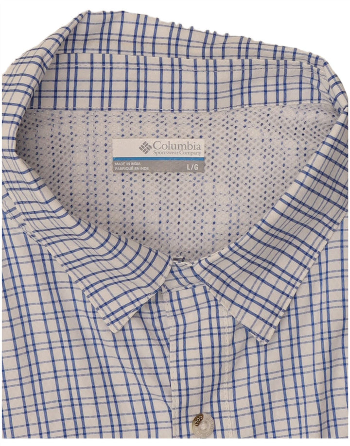 COLUMBIA Mens Short Sleeve Shirt Large Blue Check Polyester