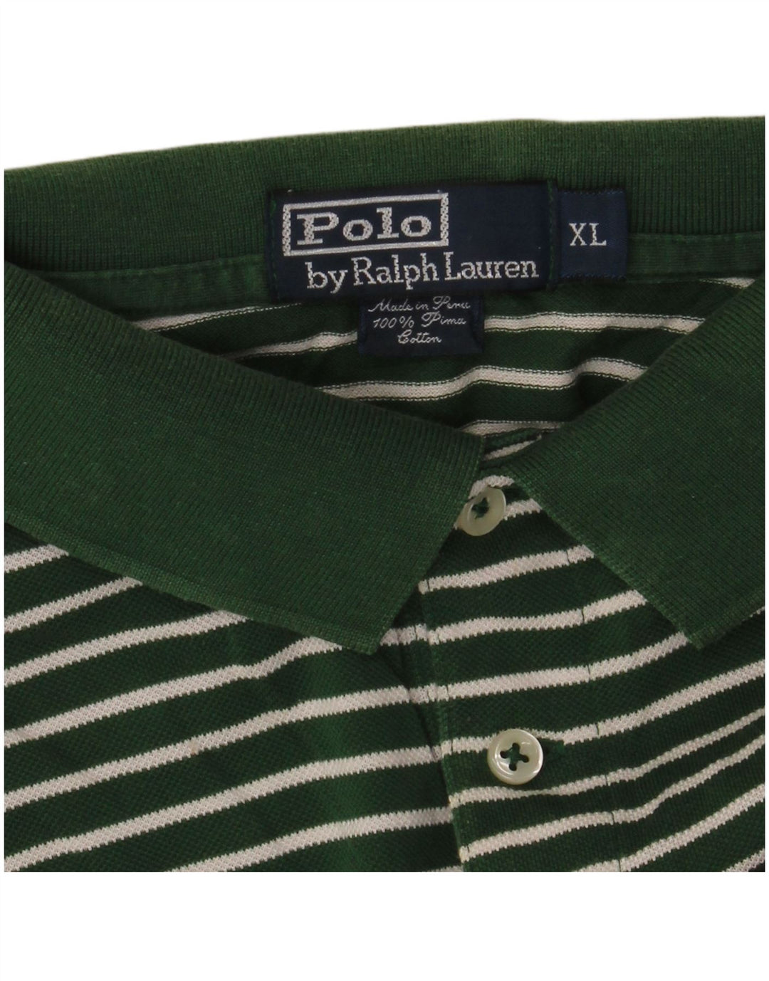 POLO RALPH LAUREN Herre poloshirt XL Grøn Stribet Bomuld