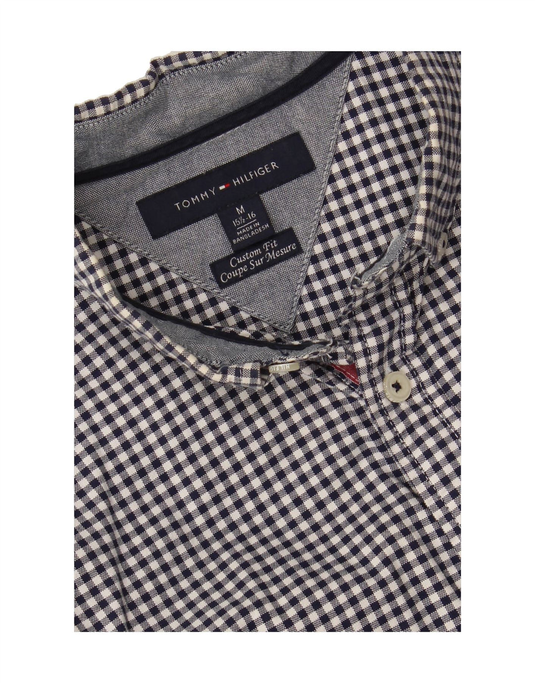 TOMMY HILFIGER Mens Shirt Size 15 1/2 16 Medium Navy Blue Gingham Vintage Tommy Hilfiger and Second-Hand Tommy Hilfiger from Messina Hembry 
