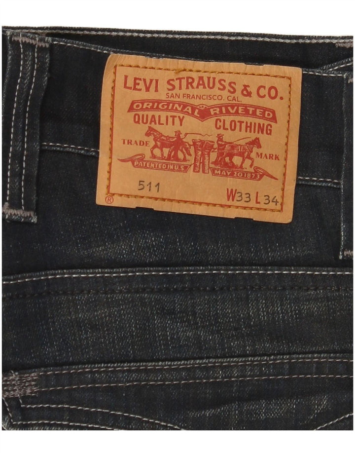 LEVI'S Herre 511 Slim Jeans W33 L34 Marineblå Bomuld