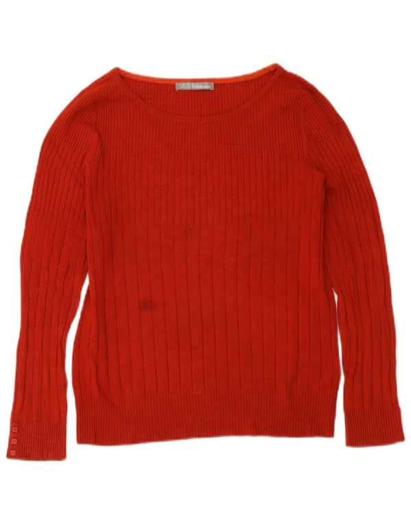 Marks & Spencer Dame Boat Neck Jumper Sweater UK 16 Large Red Viscose
