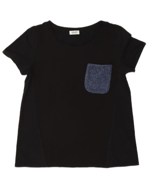 Liu Jo Womens T-Shirt Top UK 12 Medium Navy Blue Colourblock