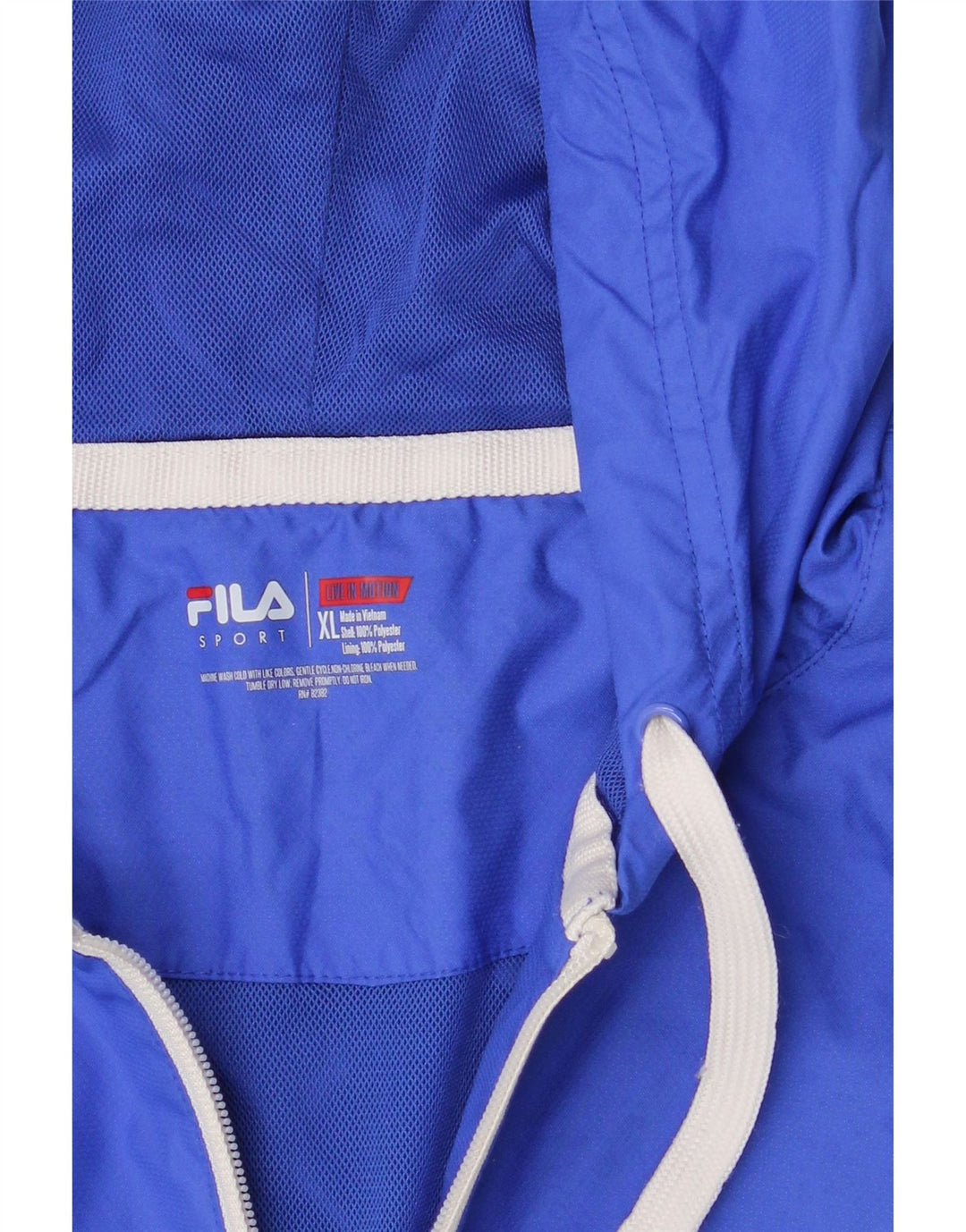 FILA Womens Hooded Rain Jacket UK 18 XL Blue Colourblock Polyester Vintage Fila and Second-Hand Fila from Messina Hembry 
