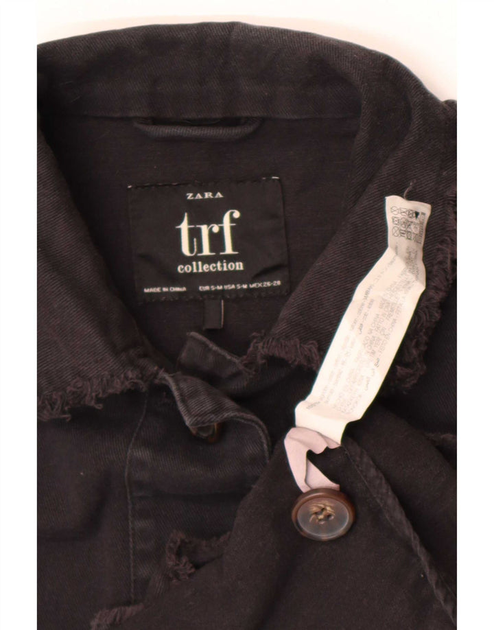 Zara Dame Trafaluc Denim Jacket UK 10 Small Black Bomuld
