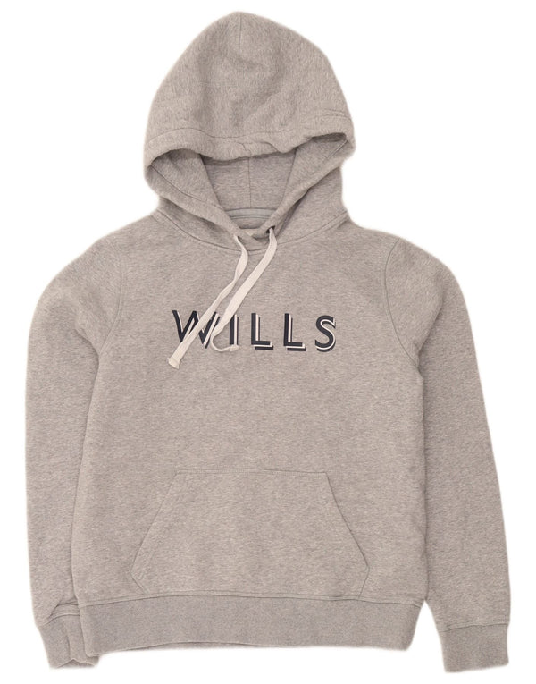 Jack Wills Dame Grafisk Regular Fit Hættetrøje Jumper UK 14 Stor Grå Bomuld