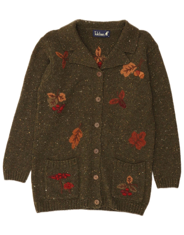 Tulchan Dame Cardigan Sweater UK 10 Small Green Floral Bomuld