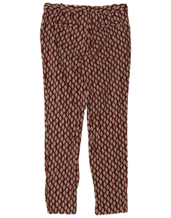Zara Dame Slim Chino Bukser EU 38 Small W28 L26 Burgundy Geometric