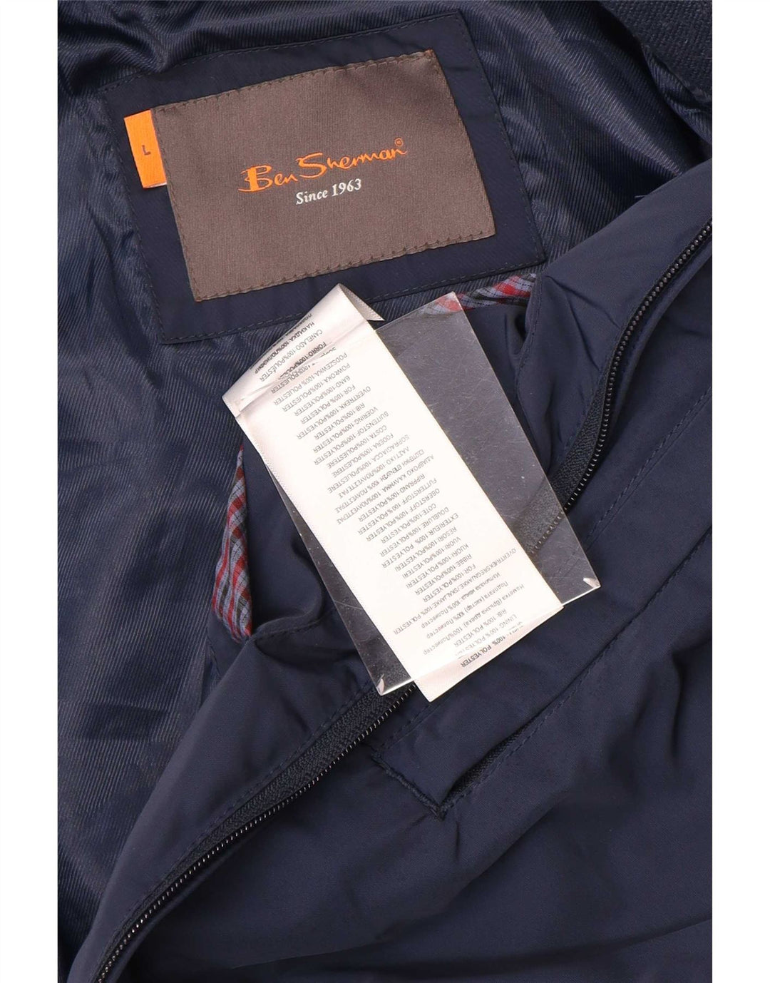 Ben Sherman Herre Bomber Jacket UK 40 Large Navy Blue Polyester