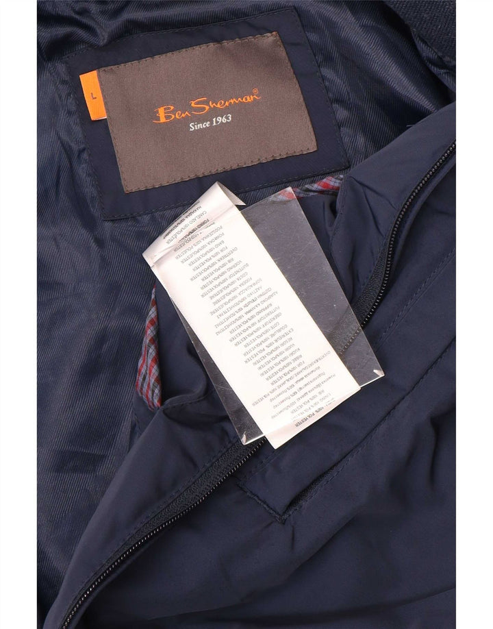 Ben Sherman Herre Bomber Jacket UK 40 Large Navy Blue Polyester