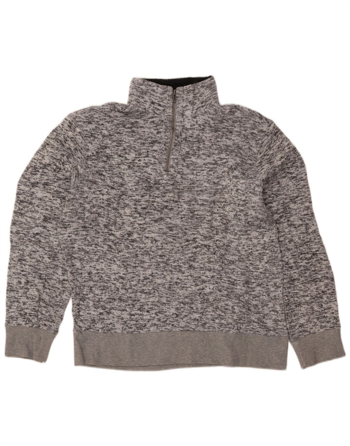 Lee Mens Zip Neck Sweatshirt Jumper Large Grå Flecked Polyester