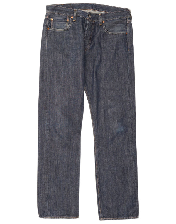 Levi's Mens 501 Straight Jeans W32 L32 Navy Blue Cotton