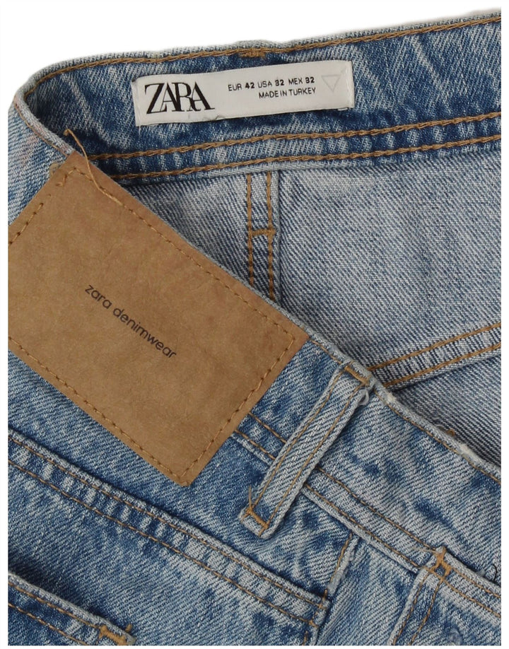 Zara Mens Distressed Denim Shorts EU 42 Large W32 Blue Cotton