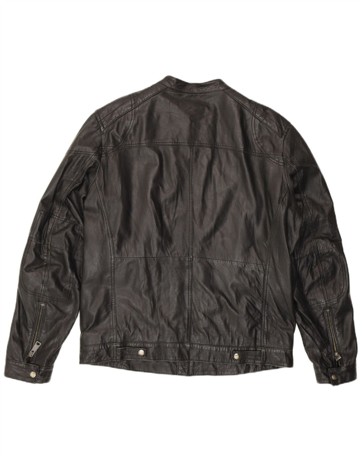 CONBIPEL Mens Leather Racer Jacket IT 52 Large Black Leather