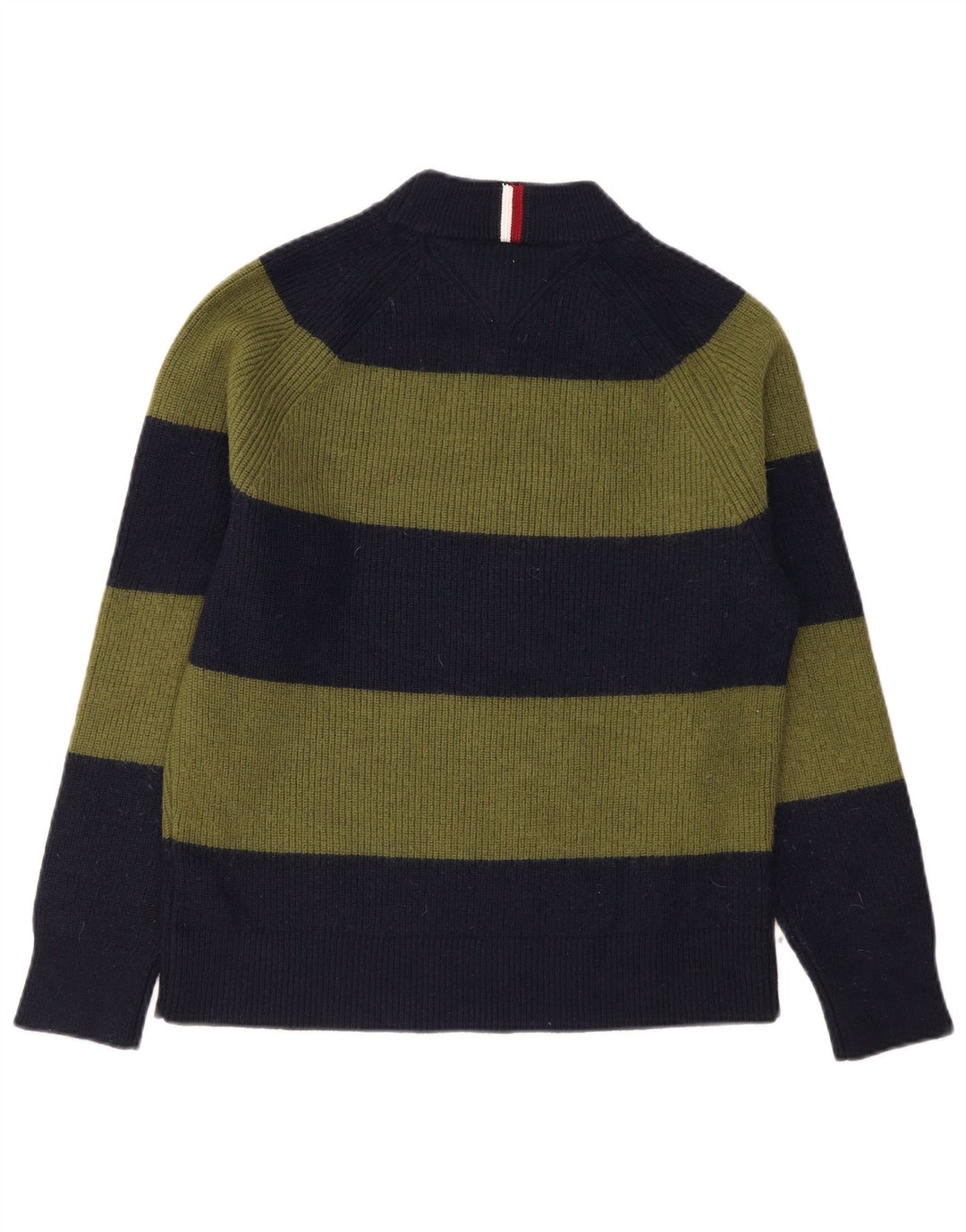 Tommy Hilfiger Herre Turtle Neck Jumper Sweater Medium Khaki Stribet Uld